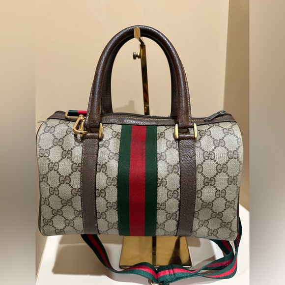 Authentic GUCCI Monogram GG Web Sherry Line
Supreme Boston Bag - Picture 7 of 15